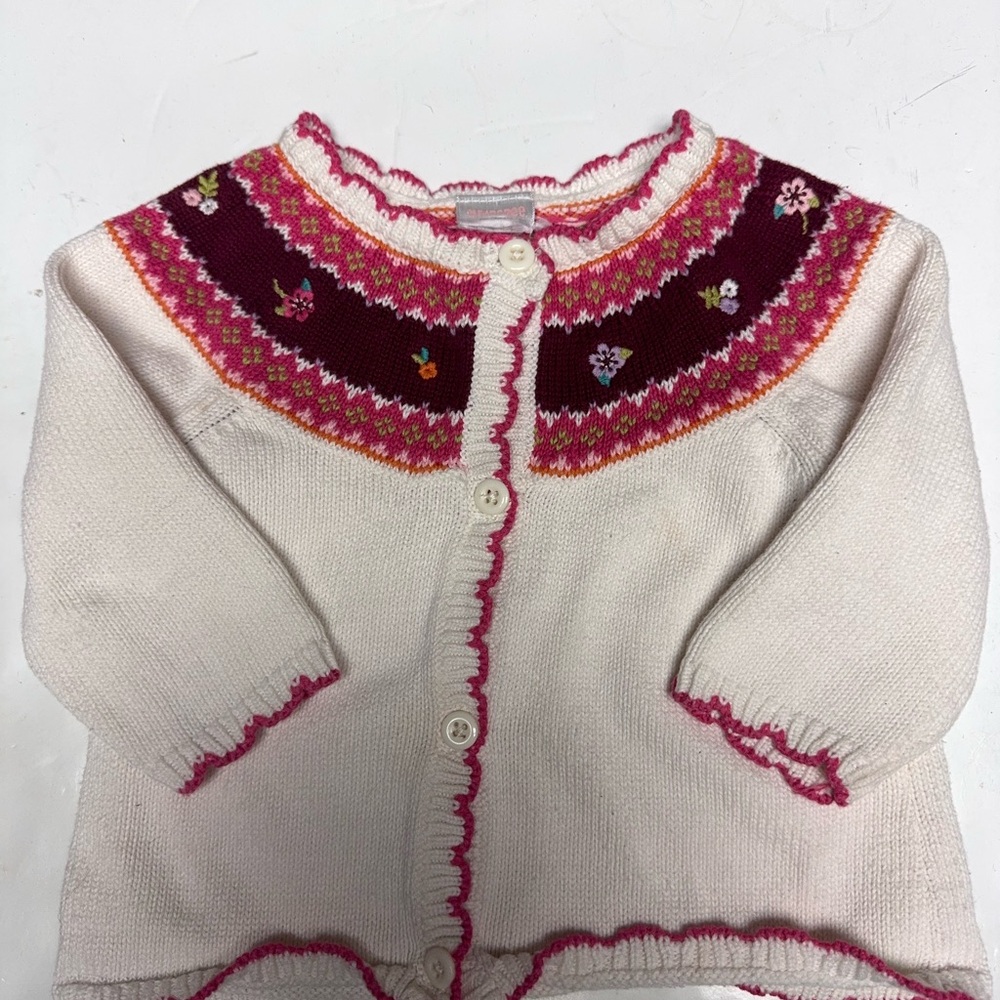 Vintage Gymboree Pink and White Knit Cardigan